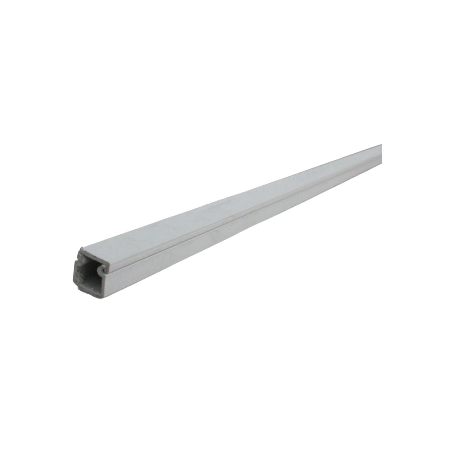 Canaleta de PVC blanca, perfil cuadrado 10x10mm, para 1 vía de cables. Ideal para organización eléctrica.