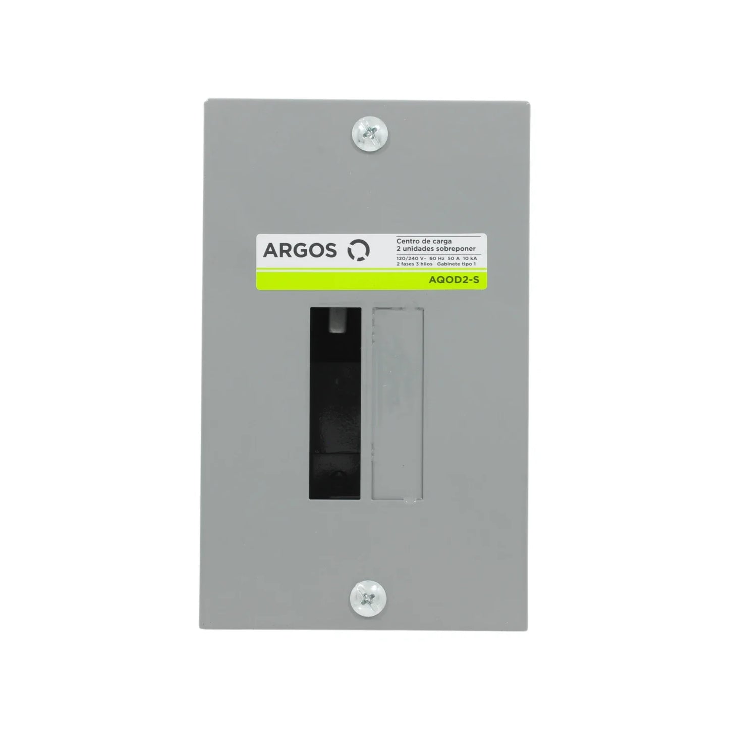 Fabricado en lámina de acero rolada en frío fosfatizada.,Acabado en pintura electrostática color gris (RAL 7037).,Tensión de alimentación: 120/240 V,Frecuencia: 60 Hz,Protección para circuitos de equipos de aire acondicionado, refrigeración, máquinas, herramientas en pequeños talleres.,Protección para instalaciones con carga monofásica o trifásica.,Capacidad máxima de 50 A