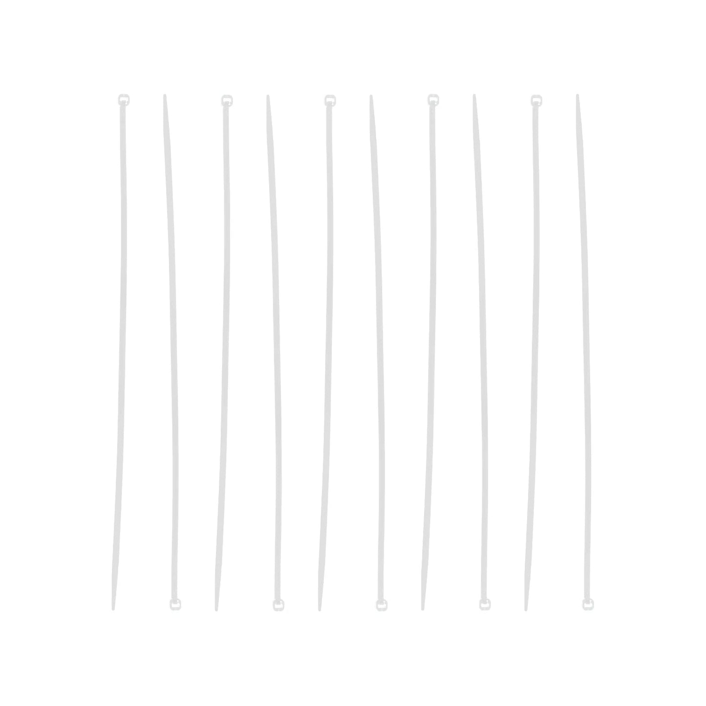 Diez cinchos blancos de plástico de 10 pulgadas para sujetar y organizar cables.