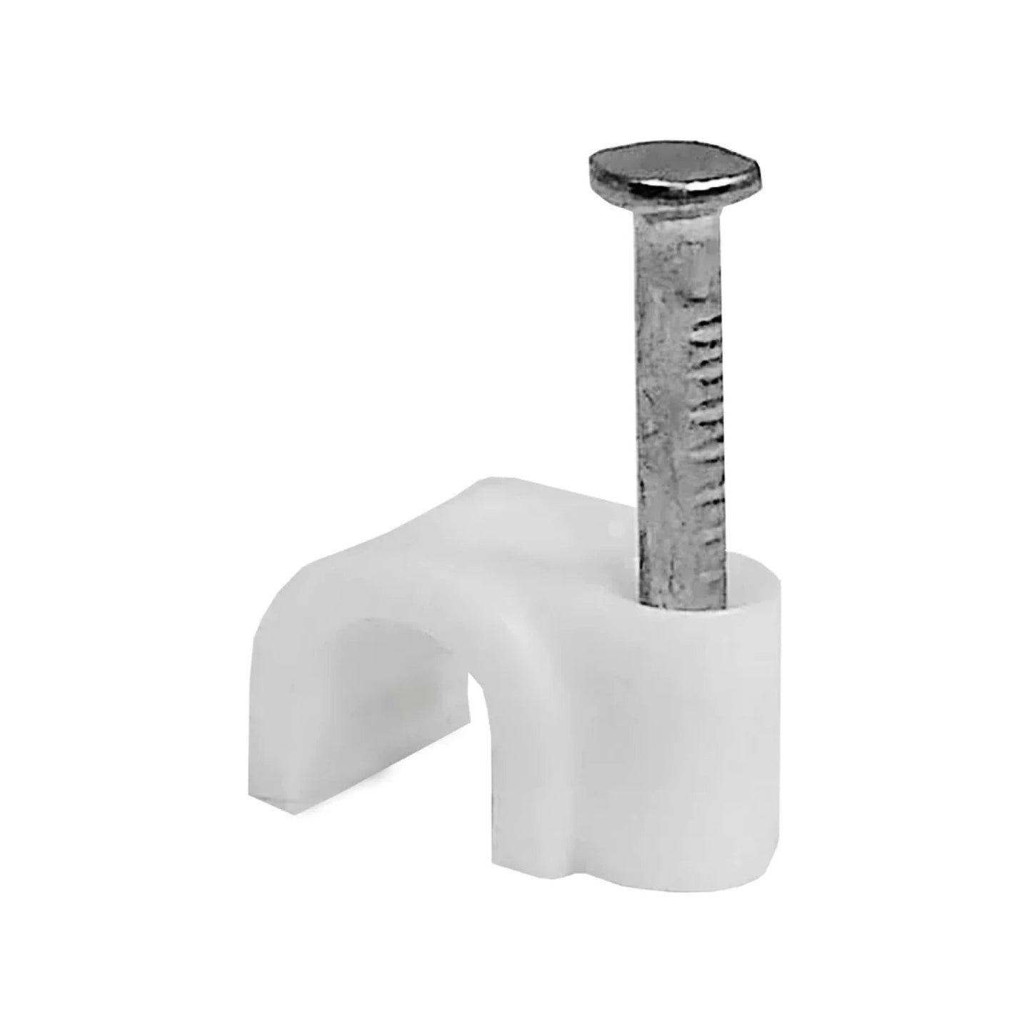 Grapa curva blanca con clavo para cableado de 5 mm, fijación segura