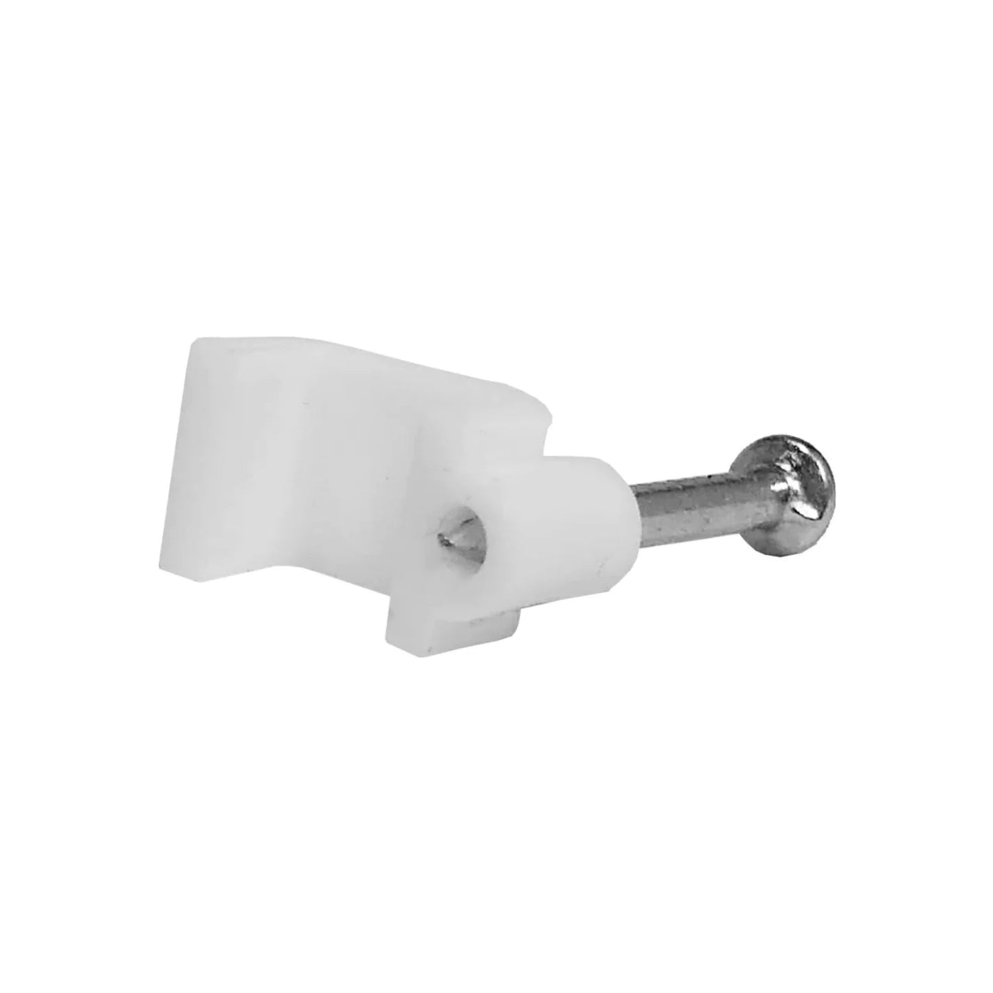 Grapa recta de plástico blanca con clavo metálico para fijación de cables de 10mm