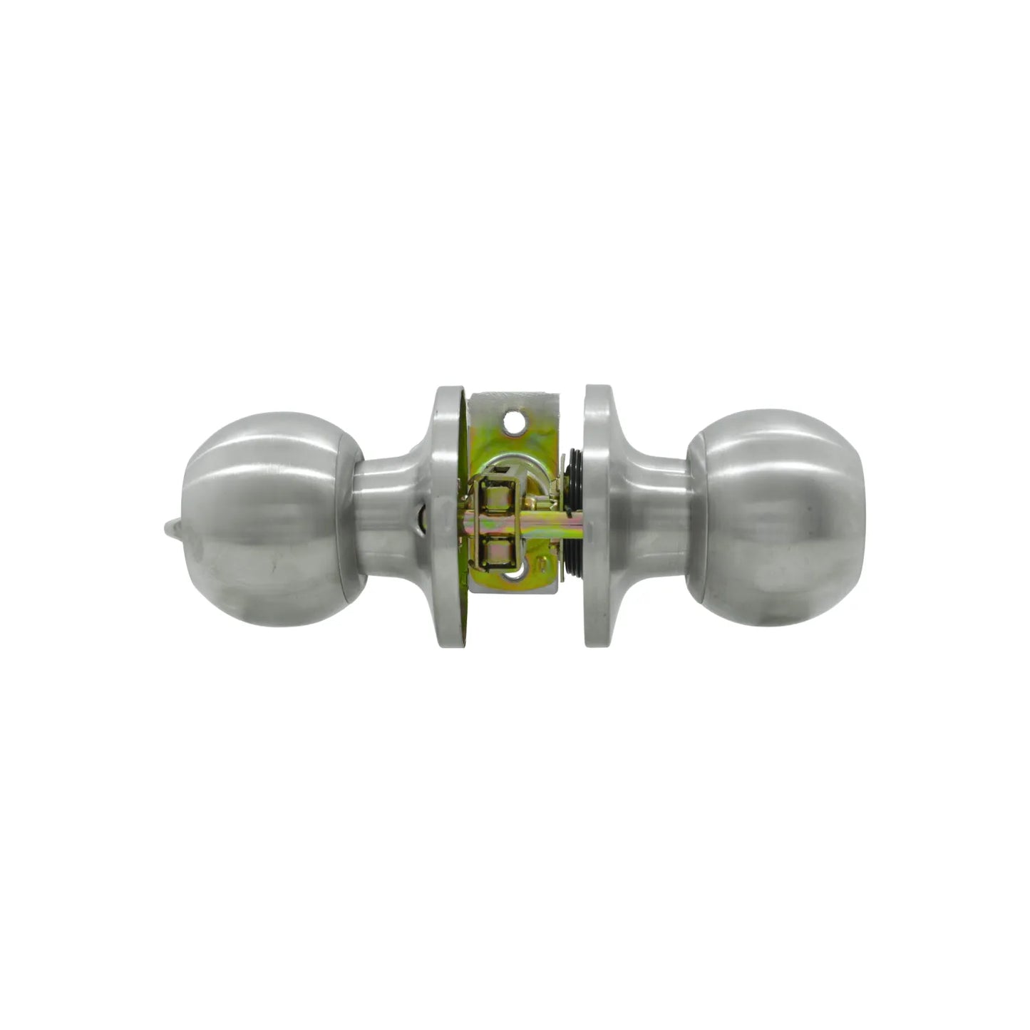 Cerradura de pomo esférico para puerta en acero inoxidable satinado con mecanismo tubular para interior