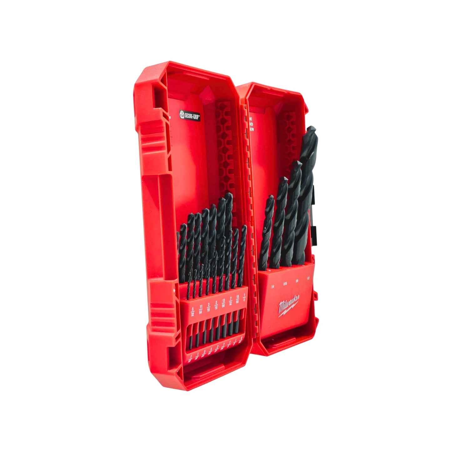 Juego de 21 brocas Milwaukee Secure-Grip de alta velocidad negras en estuche rojo para taladro