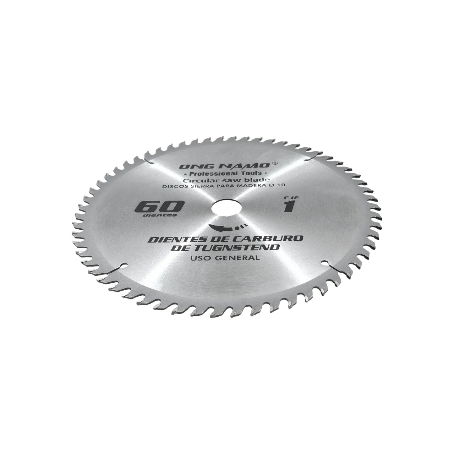 Disco sierra circular Ong Namo 10 pulgadas 60 dientes, carburo de tungsteno, uso general, plateado
