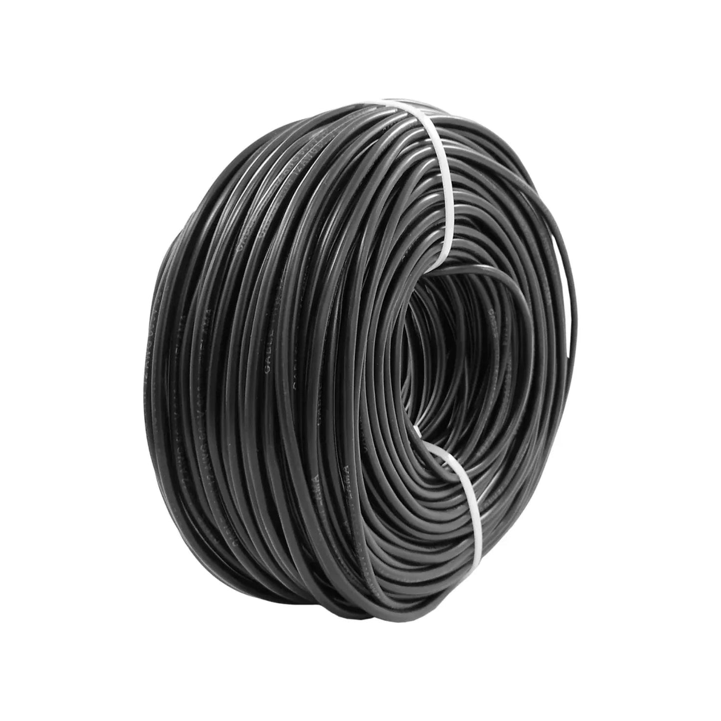 Cable eléctrico negro calibre 12 anti flama, rollo de 90 metros para instalaciones seguras.