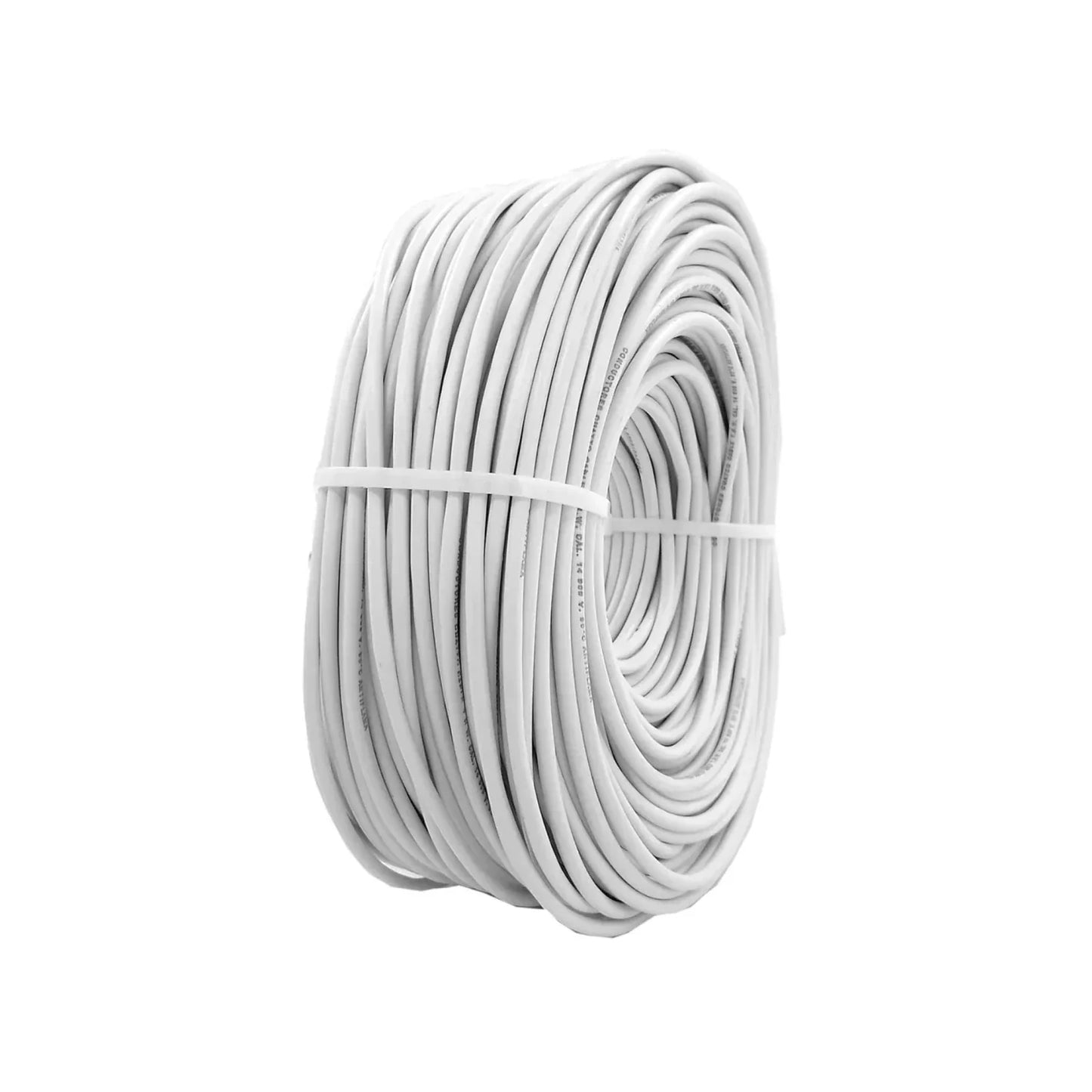 Cable 100% cobre.,90 metros de largo.,Calibre 14,Flexible. y ligero.,Aislamiento de PVC y antiflama 90º