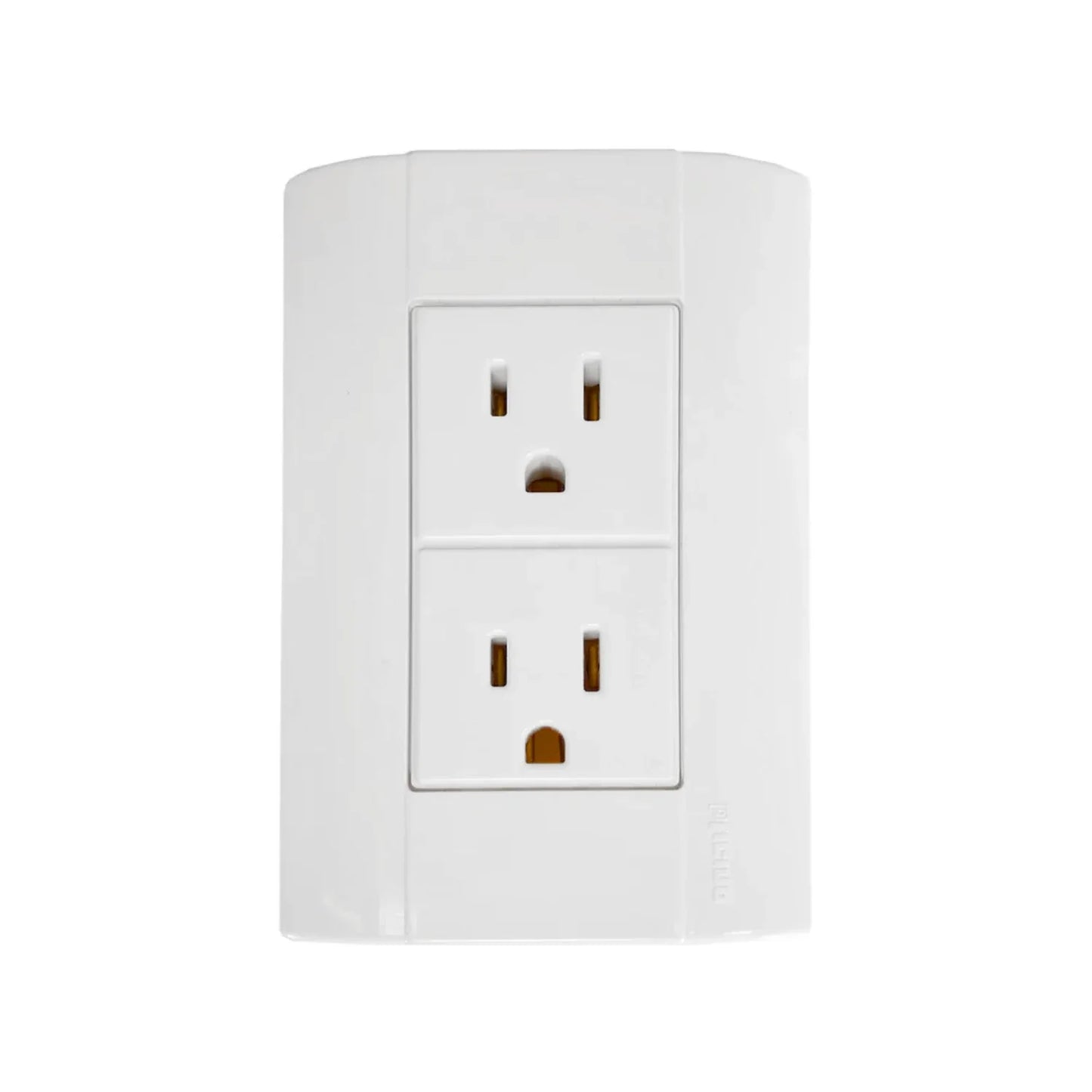 Contacto dúplex con polarizado y aterrizado.,Fabricado en baquelita de alta resistencia al calor.,Cuerpo color blanco.,Voltaje 127 V-15 A