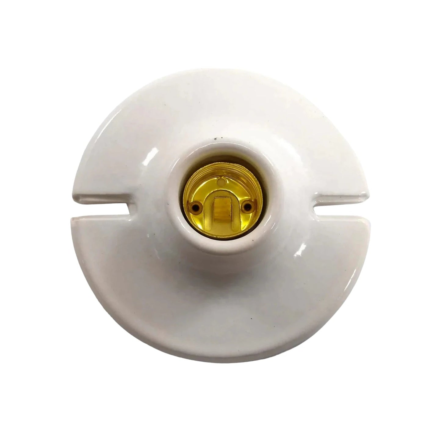 Socket portalámparas de porcelana blanco con casquillo roscado de latón para bombillas tipo Edison.