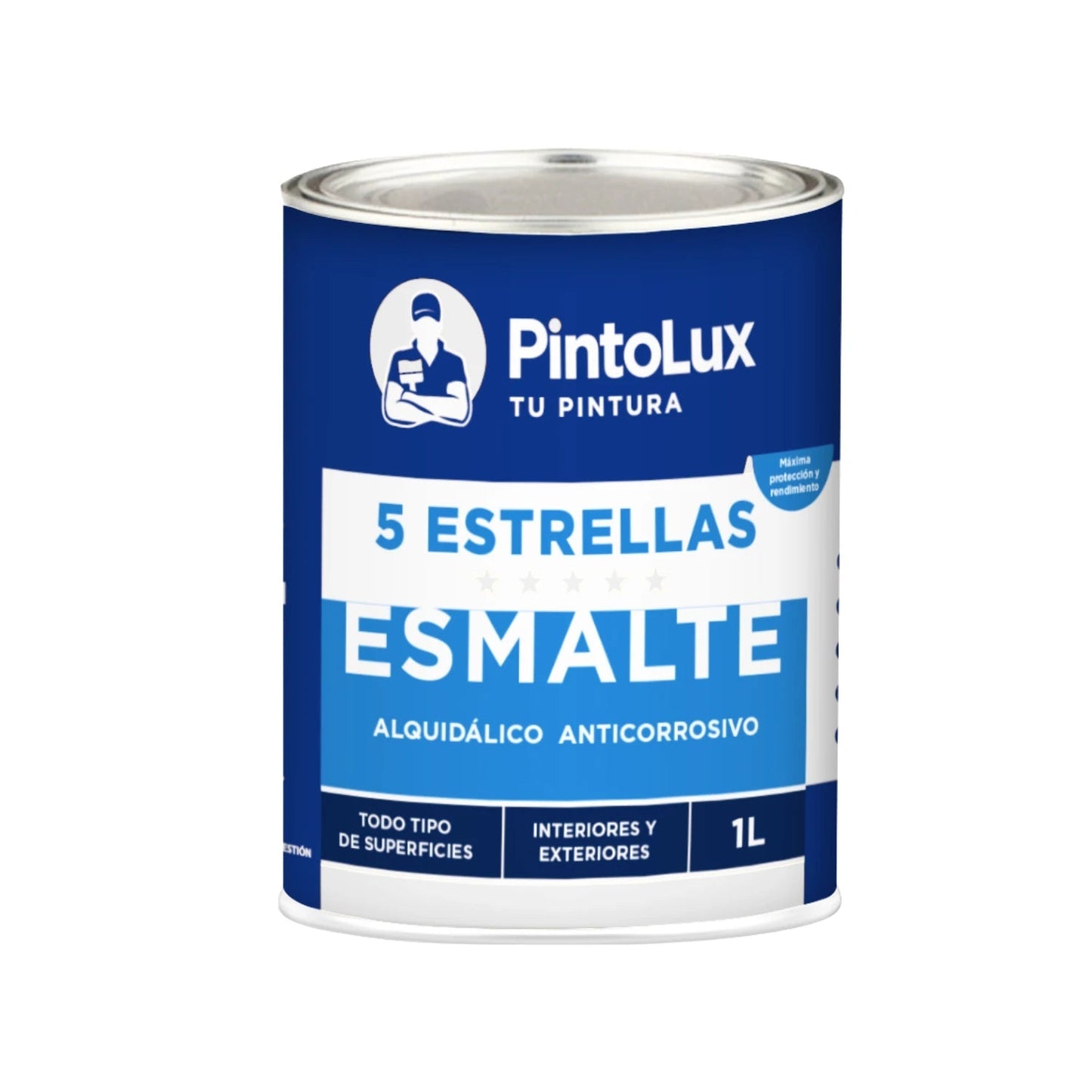 Pintura de esmalte blanca PintoLux 5 Estrellas anticorrosivo 1L para todo tipo de superficies interiores y exteriores