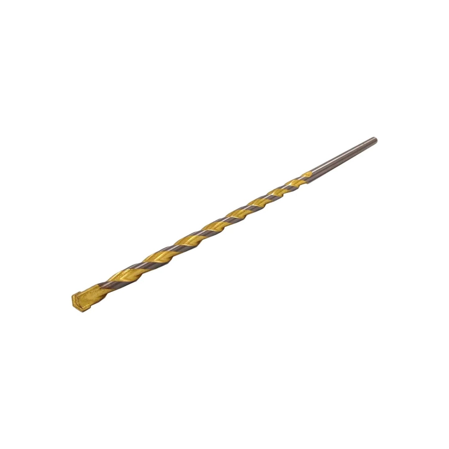 Broca para concreto 3/8" x 13" con ranuras helicoidales doradas y punta de carburo.