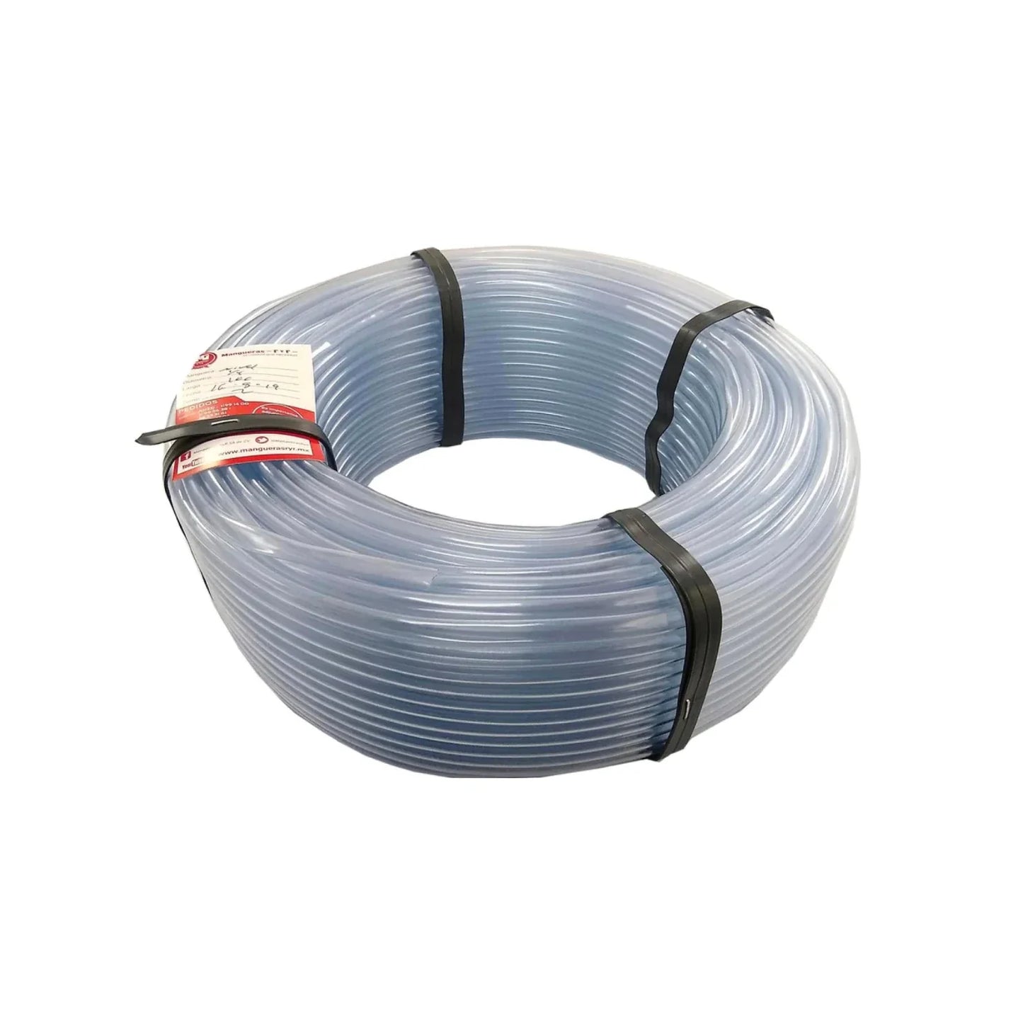 Manguera para nivel.,Rollo de 100 metros.,Material: PVC/VINYL.,Transparente.,Usos generales.,Sin conexión.,Diámetro: 1/4",Trabajo de presión 50 PSI