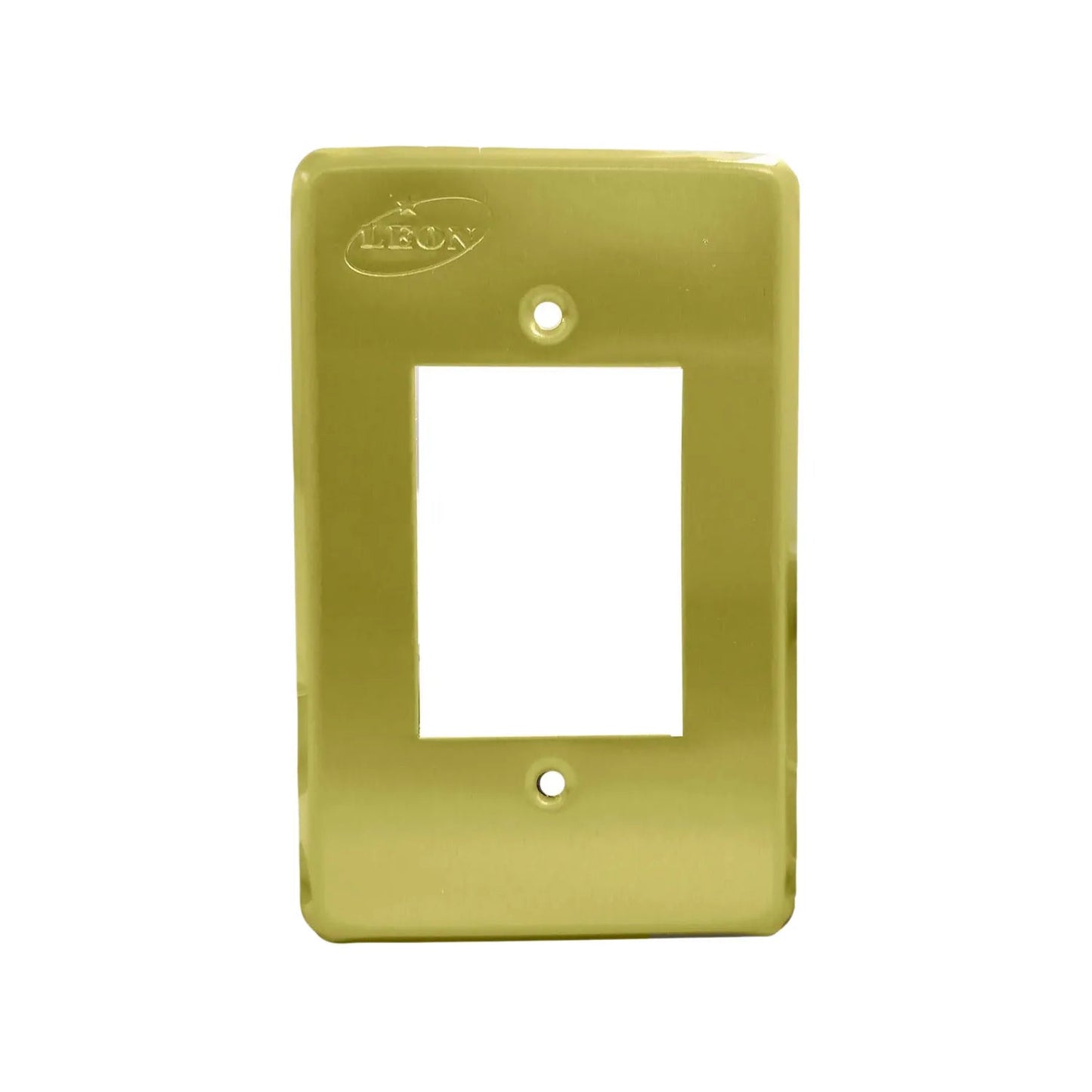 Placa de pared eléctrica dorada León con 1 ventana, ideal para interruptor o contacto sencillo.