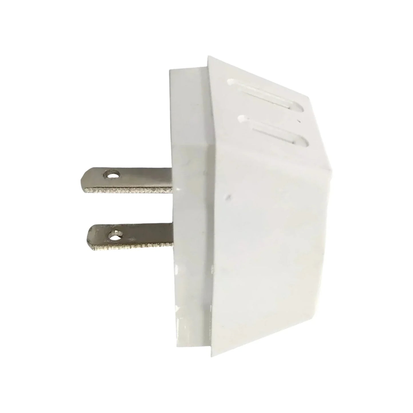 Material de plástico ABS,Voltaje 120 V - 10 A,Ideal para convertir clavija redonda a plana.,Clavija triple acabado blanco.