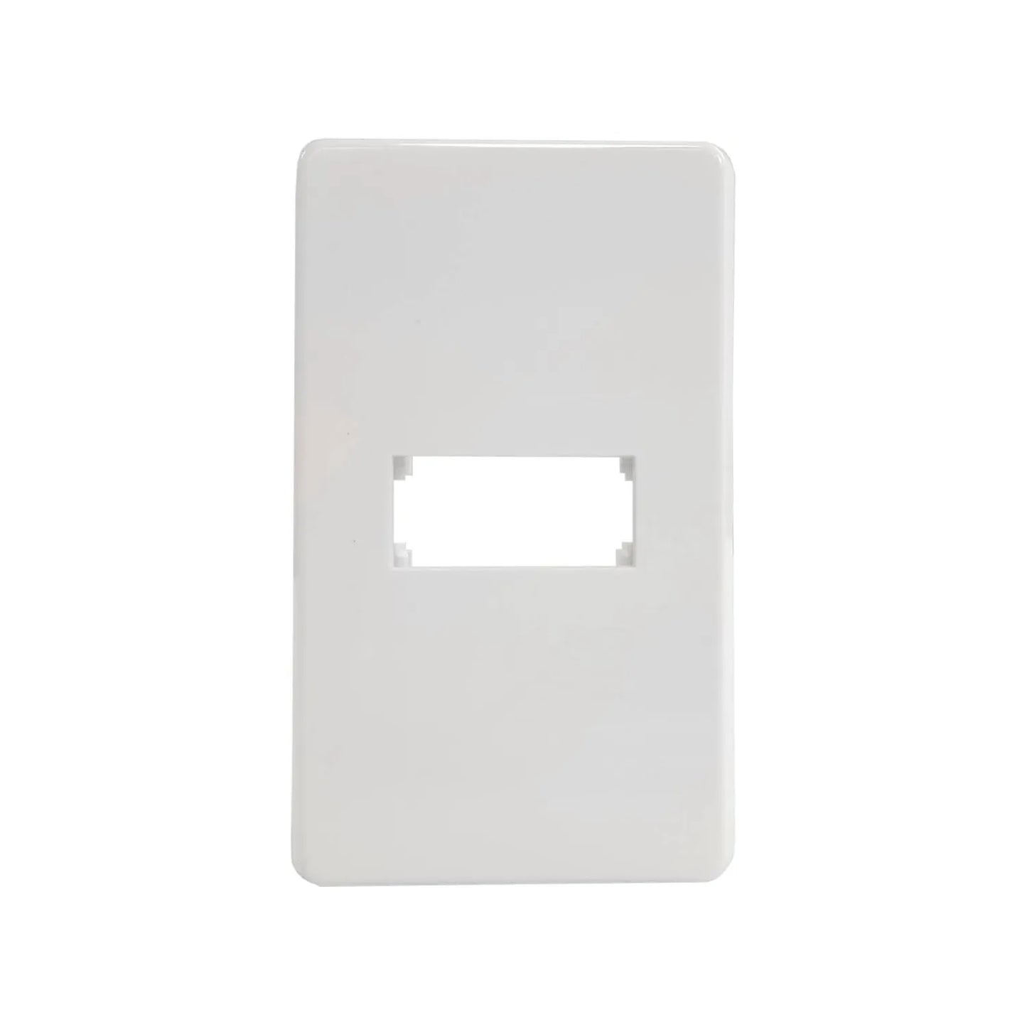 Fabricada de plástico ABS,Placa de una ventanA,127 V - 10 A - 60 Hz,Tipo quinziño.,Placa blanca.