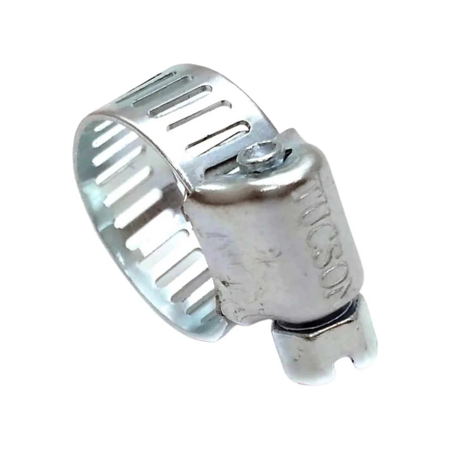 Banda y carcasa fabricada de acero.,Apertura mínima: 1/4" (6 mm).,Apertura máxima: 5/8" (16 mm).,Alta resistencia.,Ensamblada "no soldada ni remachada",Para uso general.,Abrazadera #04 mini y Banda de 5/16” (8 mm).