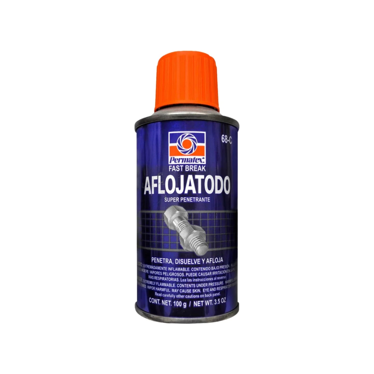 Afloja todo multiusos.,Contenido: 100 g,Idea para remover óxido, grasa, tierra y depósitos de carbón.,Libera tuercas, tornillos y ensambles.,Las piezas de metal se mantienen ligeramente lubricadas y protegidas contra la oxidación.,No afecta superficies pintadas.