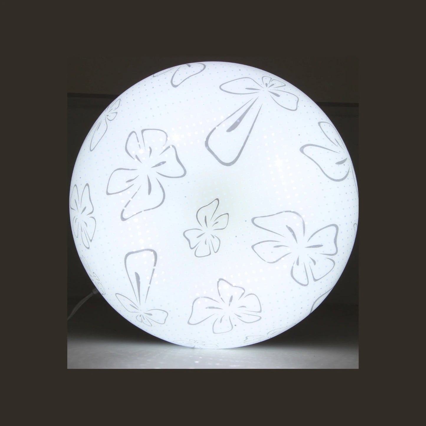 Lámpara plafón redondo blanco con patrón floral gris y puntos, para instalación en techo interior