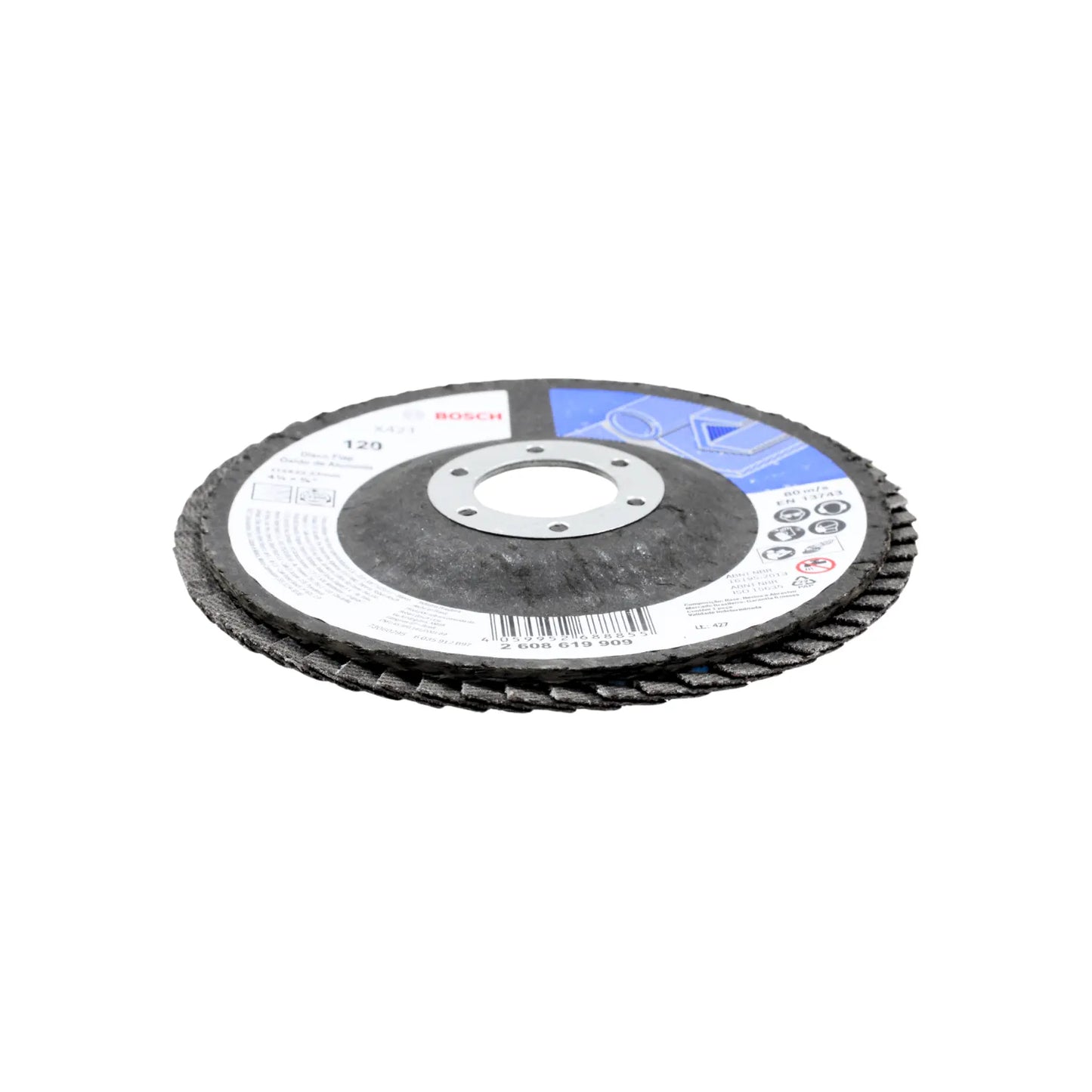 Disco flap Bosch grano 120 para amoladora angular ideal para lijado y desbaste de metales y maderas
