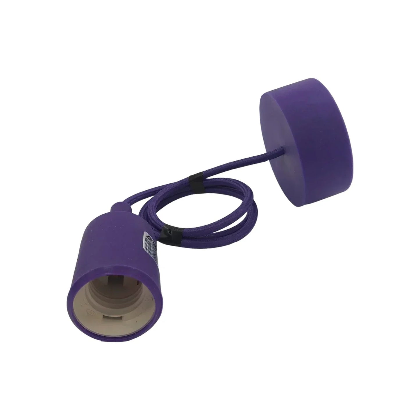 Cable de 1 m de largo color morado.,Luminario incandescente de techo.,Para uso interior suspendido.,Base E27