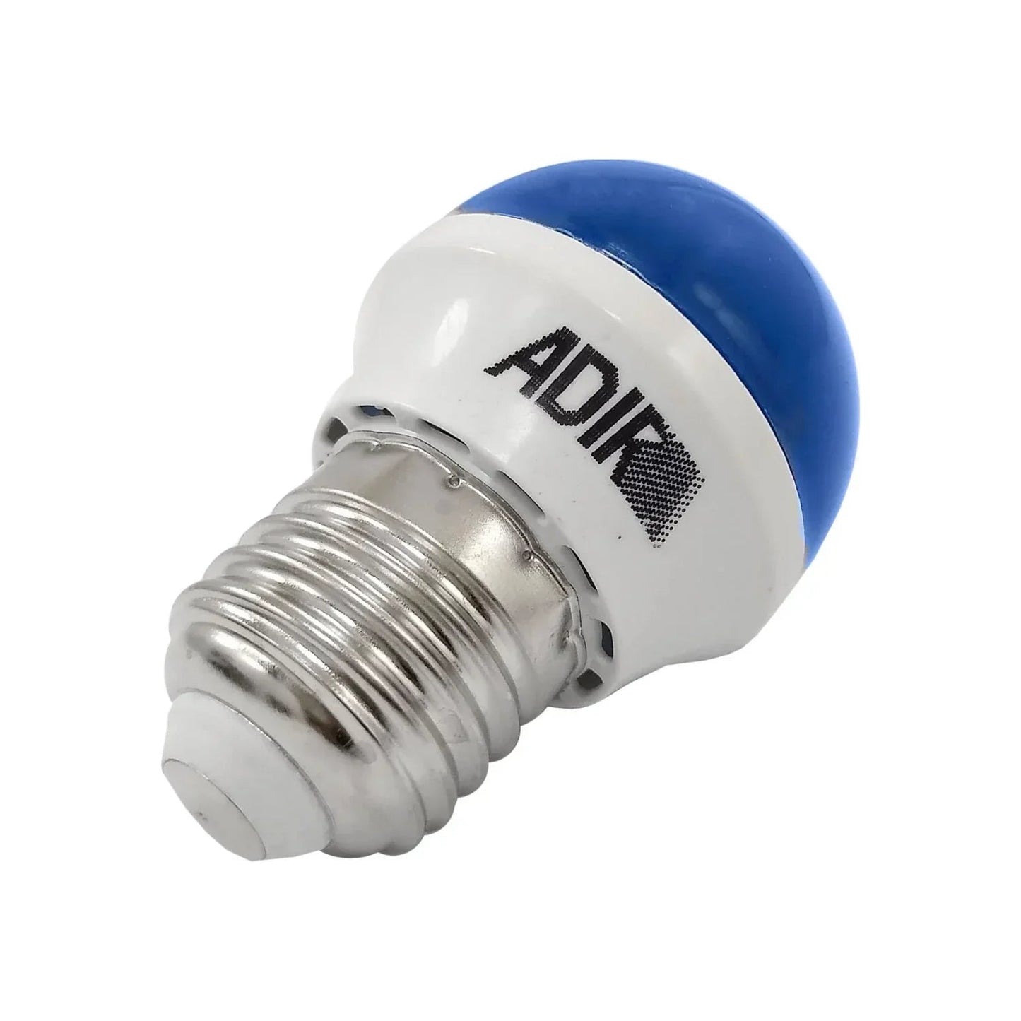 Mini foco LED Adir azul 1W con base de tornillo E27, ideal para bajo consumo energético.
