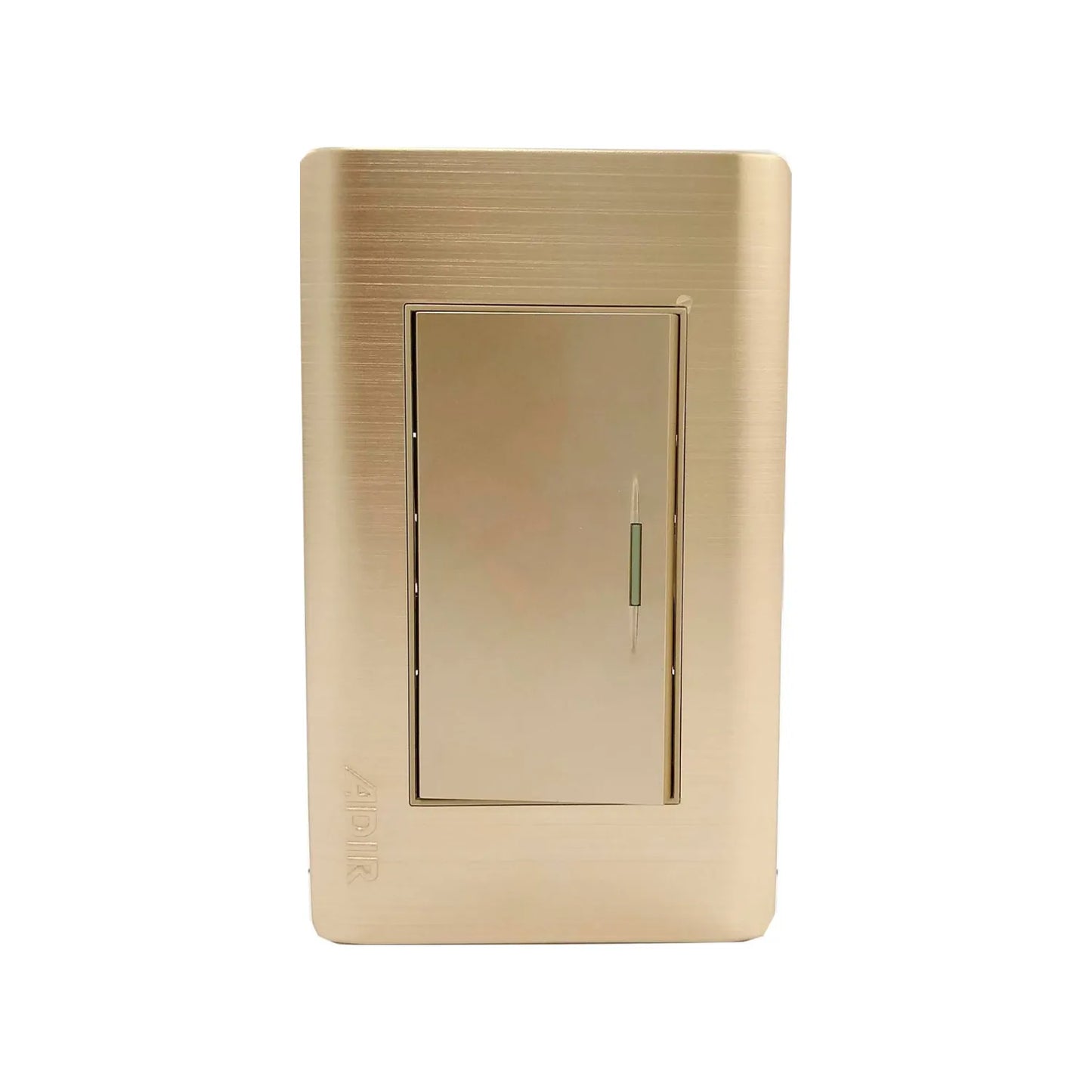 Fabricada de aluminio,Placa un apagador sencillo.,127 V- 10 A – 60 Hz,Fácil instalación.,Línea Venecia Rose Gold Florence.,Con reflejante.