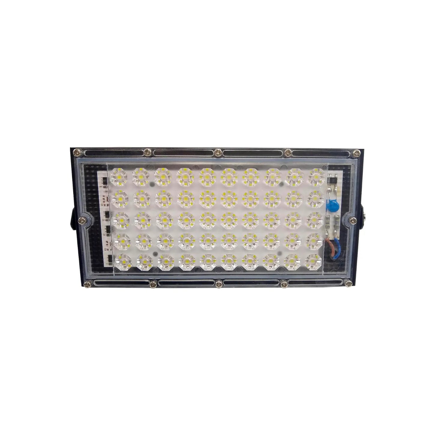 LEDS SMD de alta intensidad.,Reflector plano de 50 W,Voltaje 127 V 60 Hz,Ideal para uso exterior.