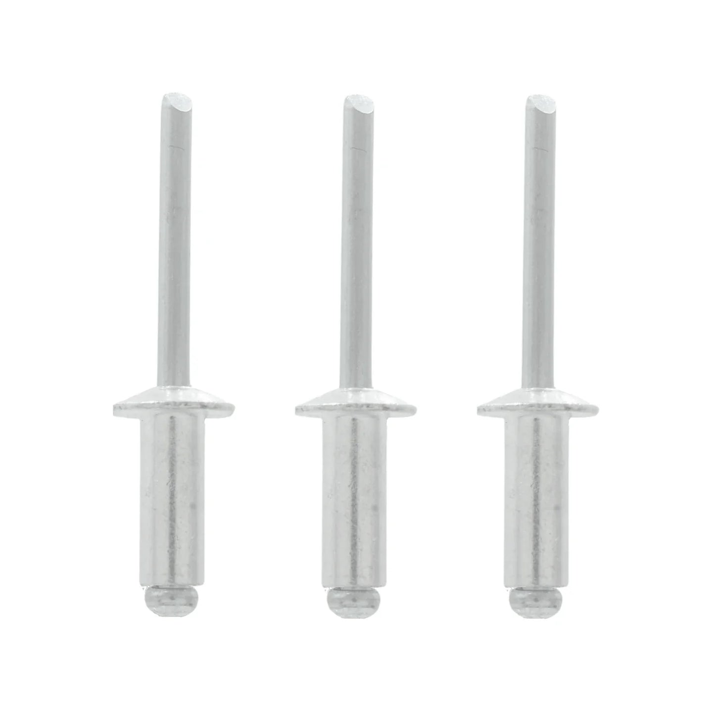 Fabricados de acero inoxidable y aluminio.,Remache de 3/8" (6 mm).,Diámetro: 1/2",Diámetro de tapa: 1/2",Agarre de 3/8",Contenido: 50 piezas.