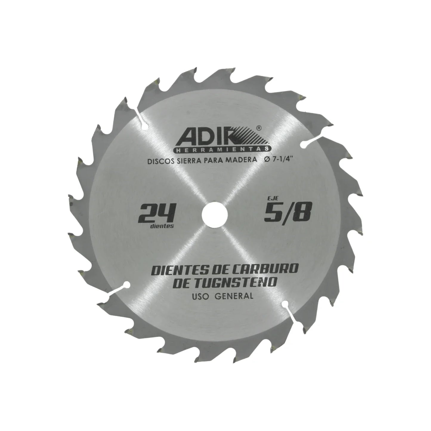 Disco sierra para madera.,Eje de 5/8”,24 dientes.,Dientes de carburo de tungsteno.
