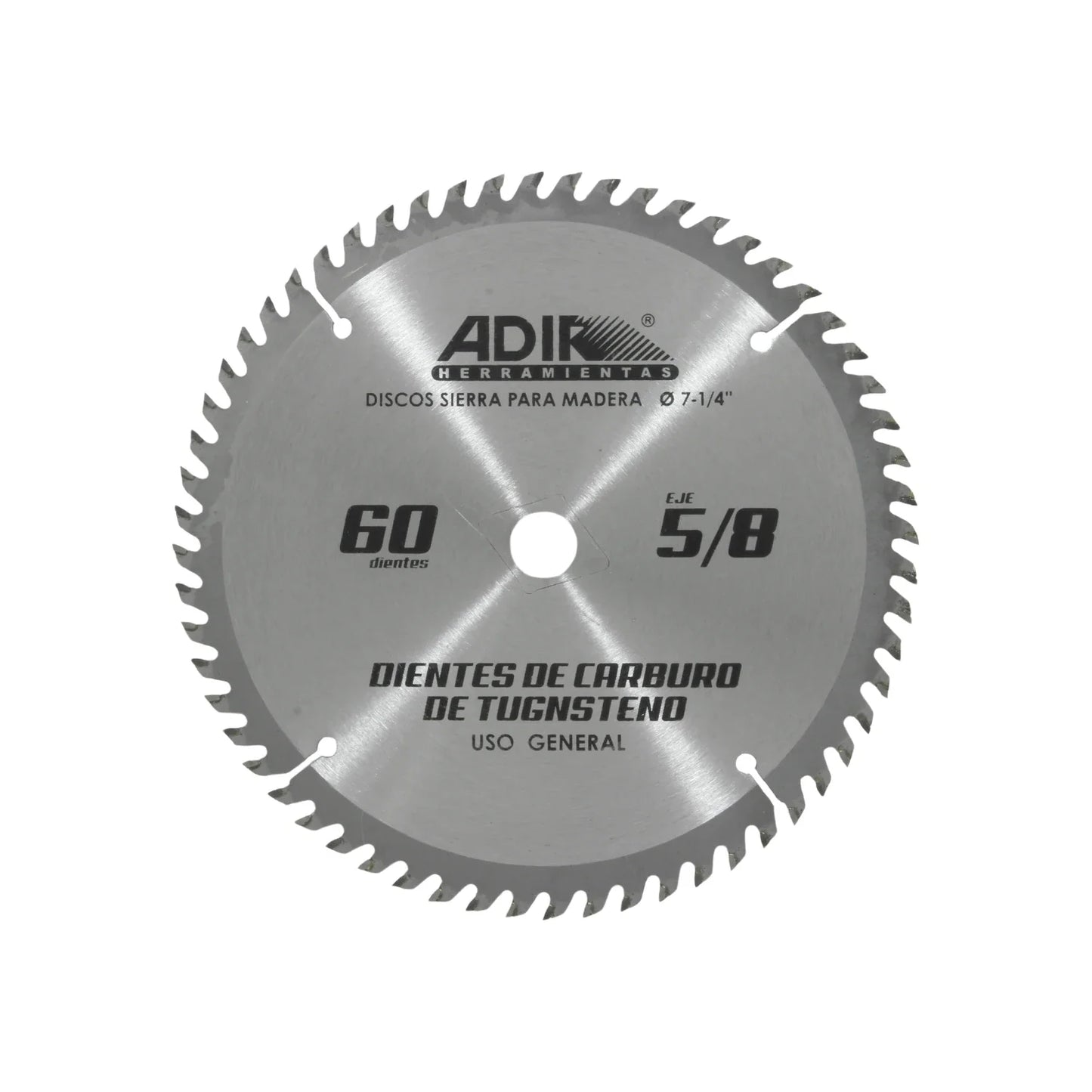Disco sierra para madera.,Eje de 5/8”,60 dientes.,Dientes de carburo de tungsteno.