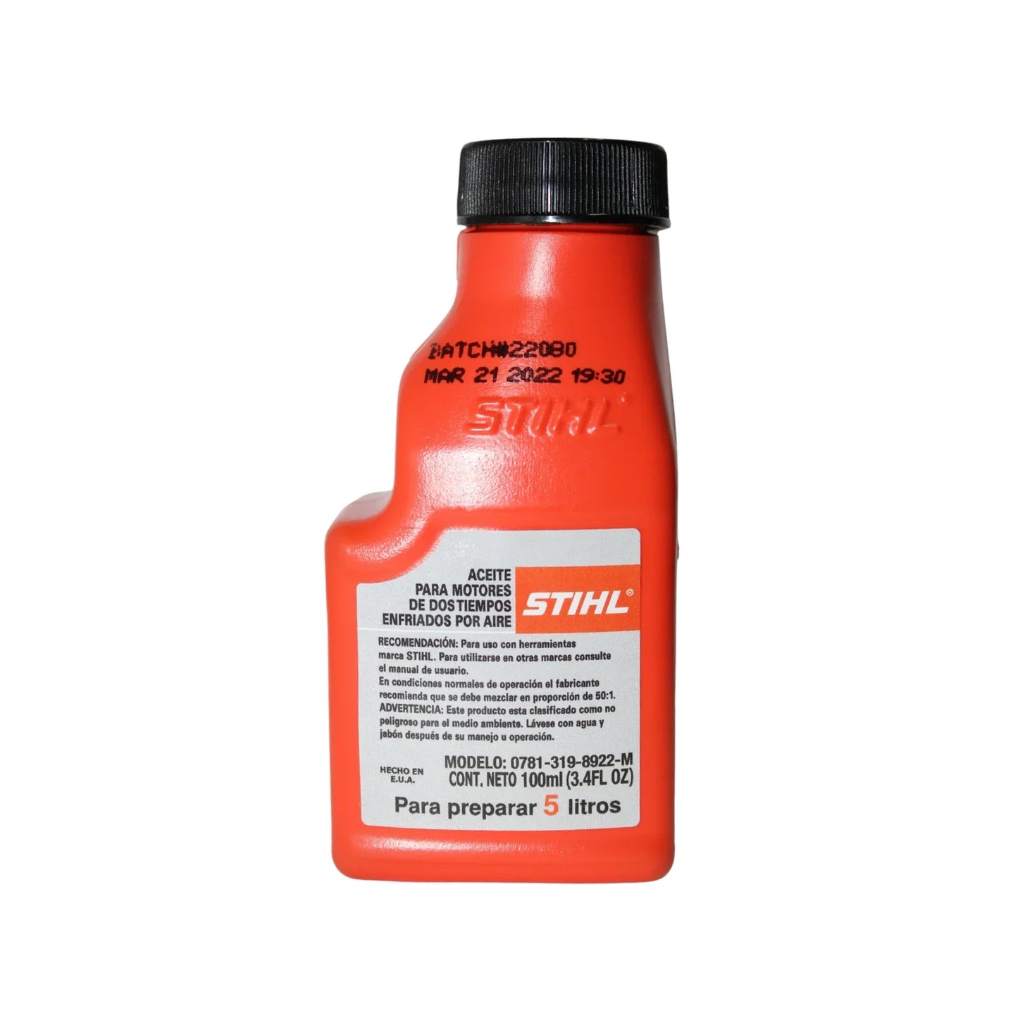 Aceite de motor de 2 tiempos que puede utilizase con otras herramientas.,Contenido: 100 ml,Proporciona un funcionamiento silencioso y eficiente, ya que brinda lubricación y protección a las partes de los cilindros y pistones.,Utilizar gasolina mayor a 90 octanos.,Uso:,Vierta 5 l de gasolina en un contenedor limpio y adecuado.,Vacíe el contenido de esta botella en su totalidad a la gasolina.,Agite hasta obtener una mezcla uniforme.,Preparar solo la mezcla que se vaya a utilizar.,Venta, solo en tienda física.