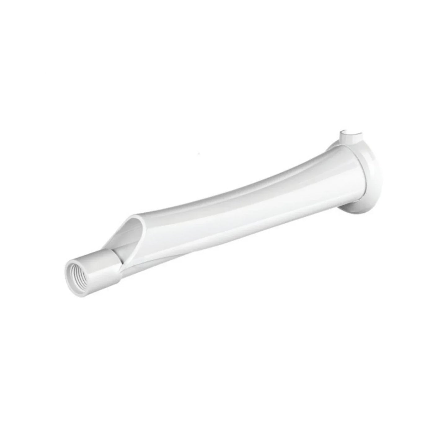 Brazo extensor ideal para los productos con caída vertical., Consta de conducto adicional para ocultar cableado eléctrico., Color blanco., Compatible con los modelos Maxi Ducha Ultra, Bella Ducha, Loren Bello., Incluye chapetón., Conector de 1/2" NPT a un extremo interior (hembra) y al otro exterior (macho), para facilitar su conexión., No utilizar herramientas para su instalación.