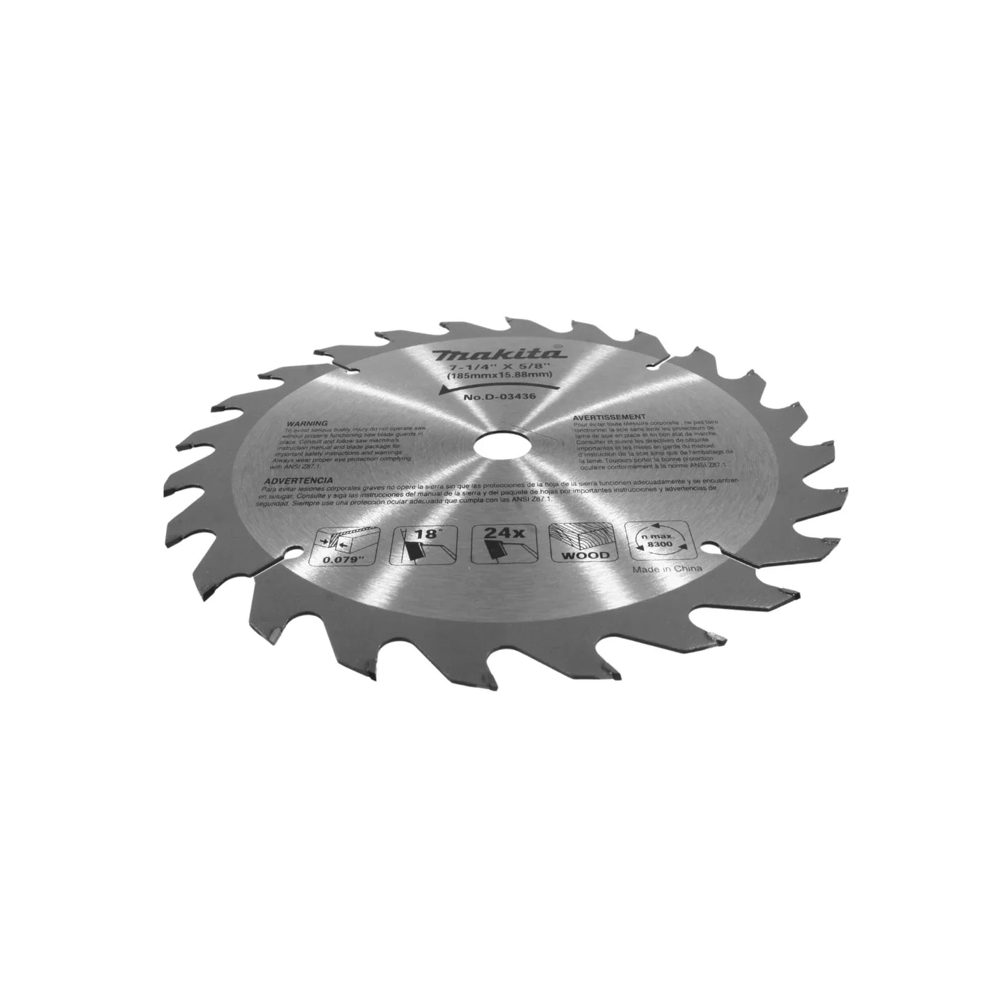 Disco sierra circular 7 1/4" de 24 dientes Makita D03436