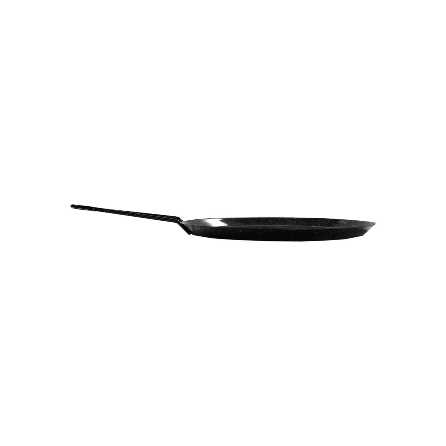 Comal redondo negro de acero porcelanizado chico con mango para tortillas