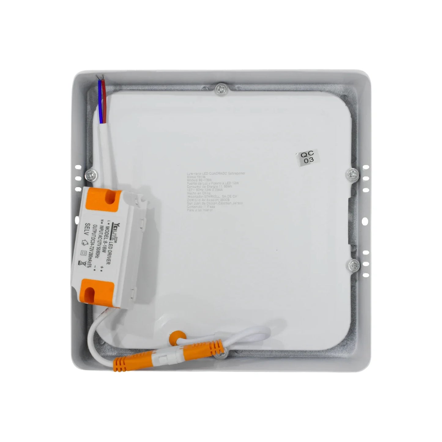 Lámpara panel 12 W cuadrada sobreponer Yeilite 921394