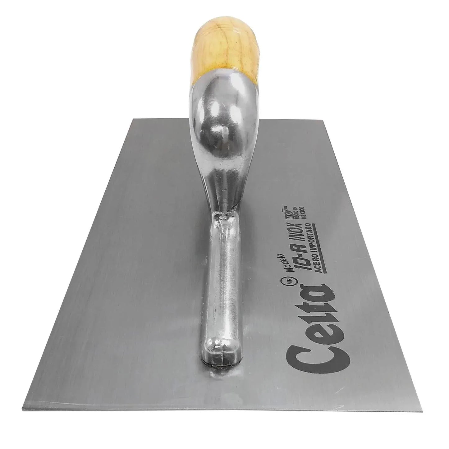 Llena de albañilería Celta 10-R INOX de acero inoxidable con mango de madera para acabados en construcción