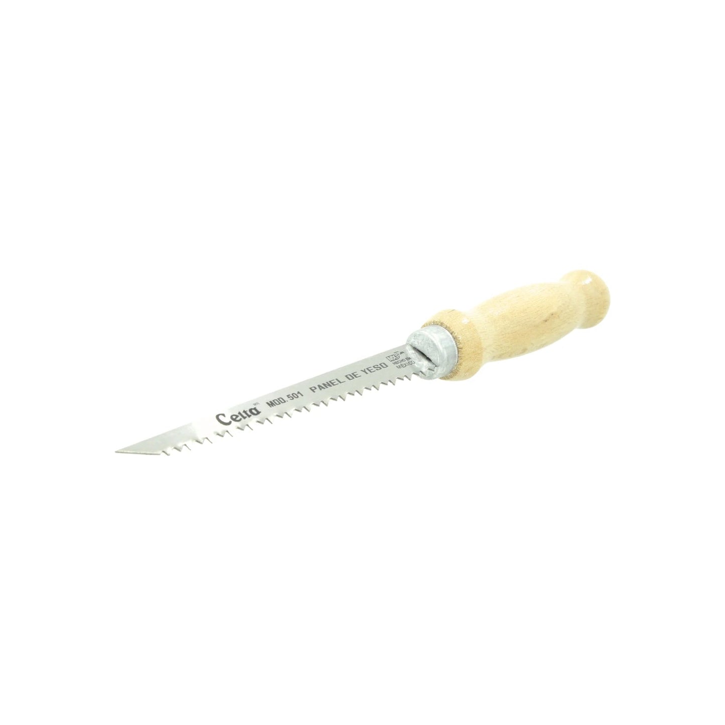 Serrote Celta 501 para tablaroca 6 pulg, sierra de mano para panel de yeso con hoja metálica y mango de madera