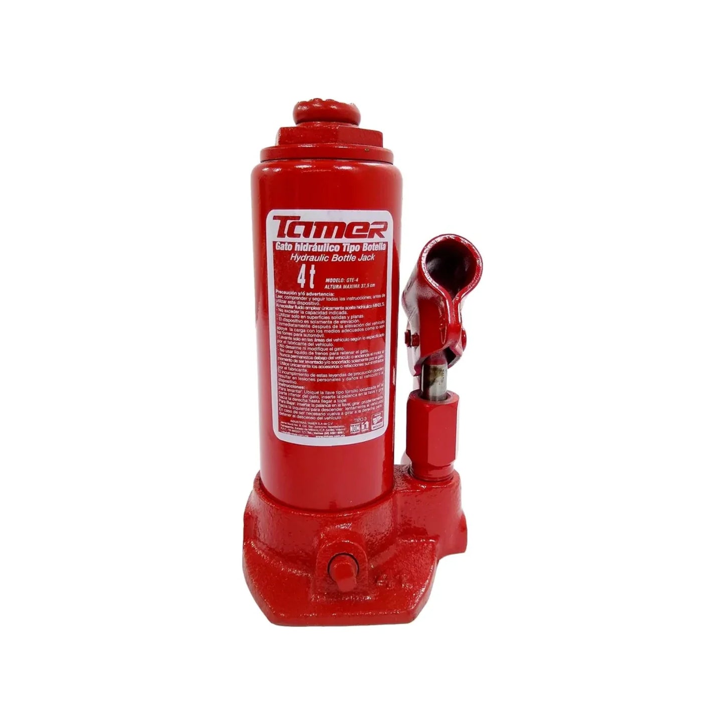Gato tipo botella.,Capacidad: 4 toneladas.,Incluye tornillo de extensión para altura extra.