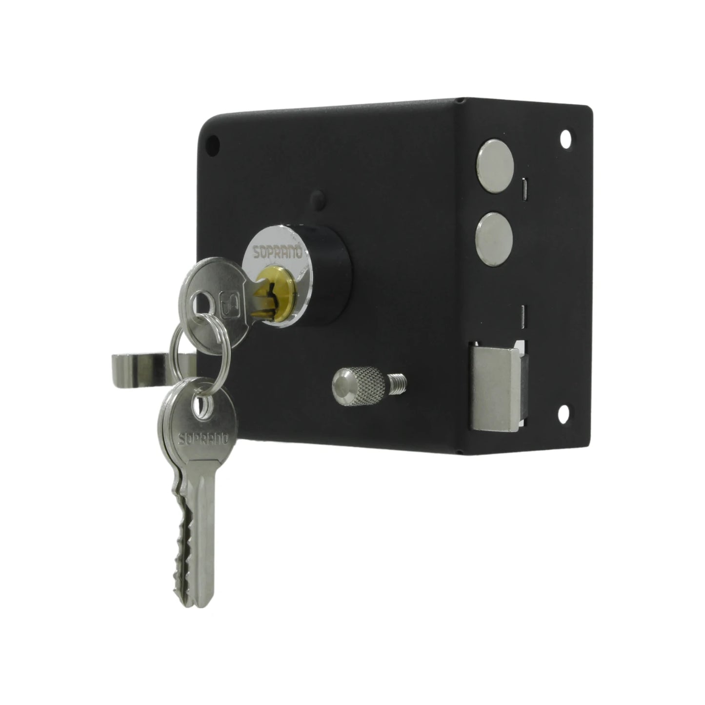 Cerradura/Chapa insta fácil dos bulones derecha negra Soprano 9290307