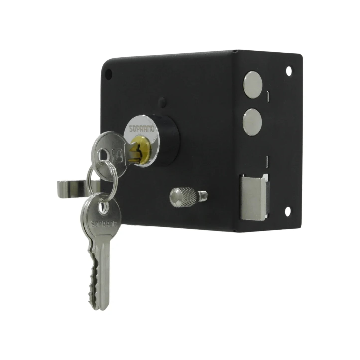 Cerradura/Chapa insta fácil dos bulones derecha negra Soprano 9290307