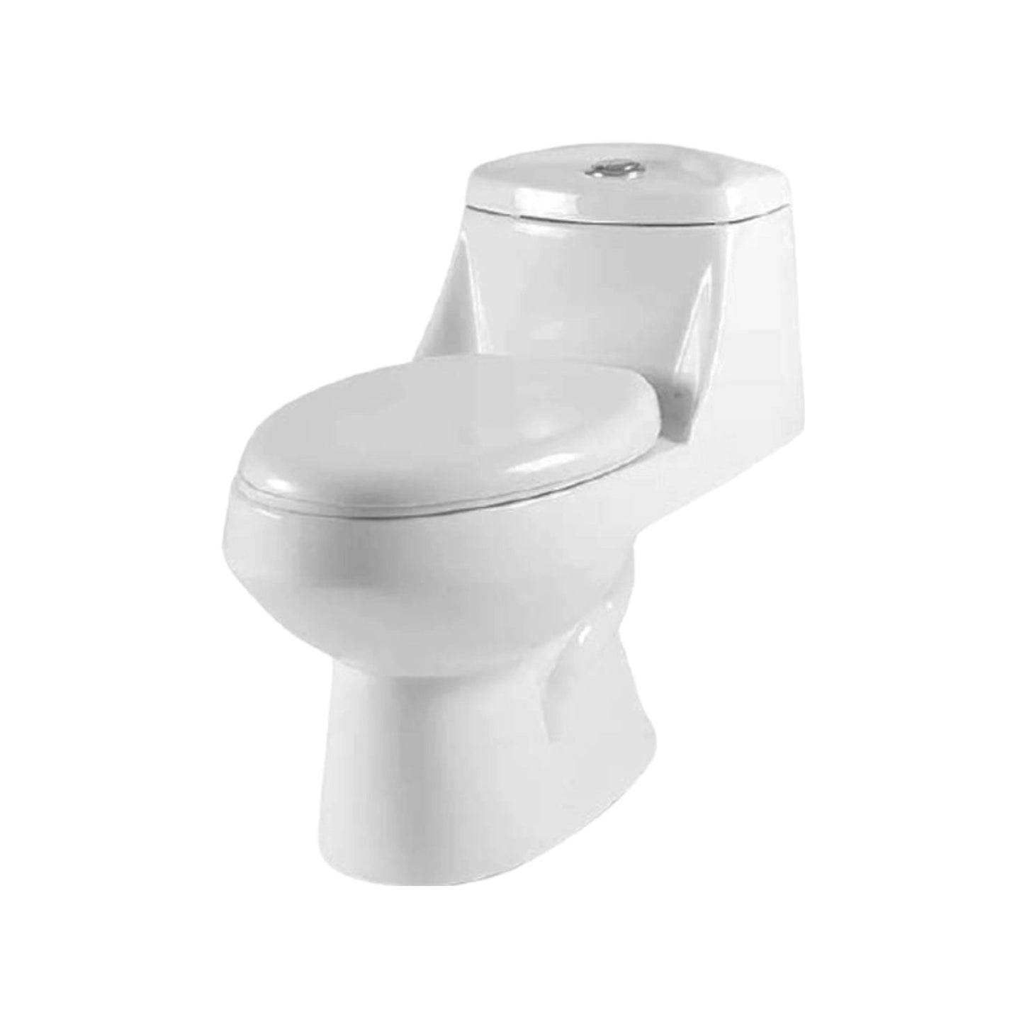Inodoro blanco una pieza de cerámica para baño, diseño moderno con descarga superior y taza compacta.