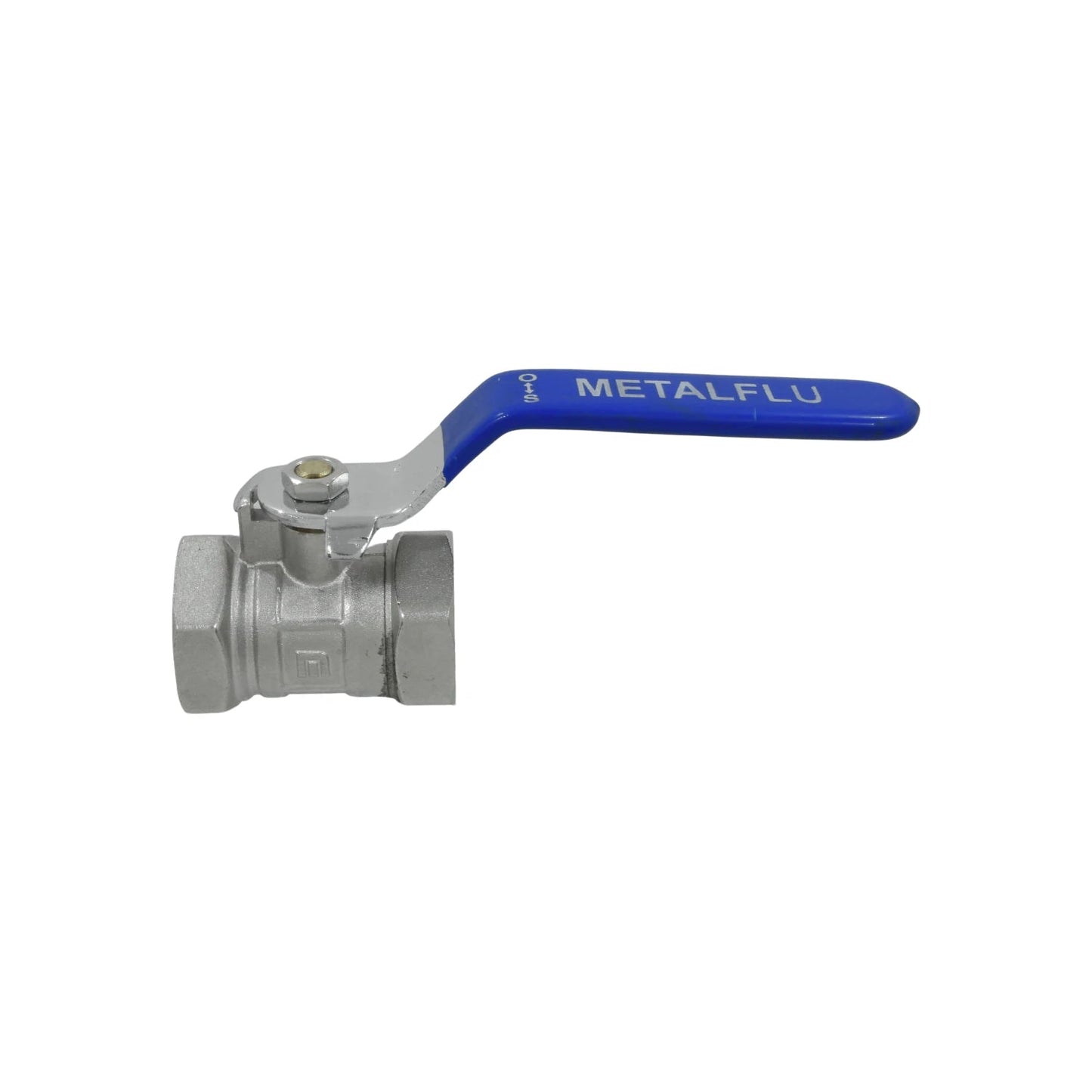 Válvula de esfera de latón Metalflu de 1 pulgada roscable con mango azul para control de flujo