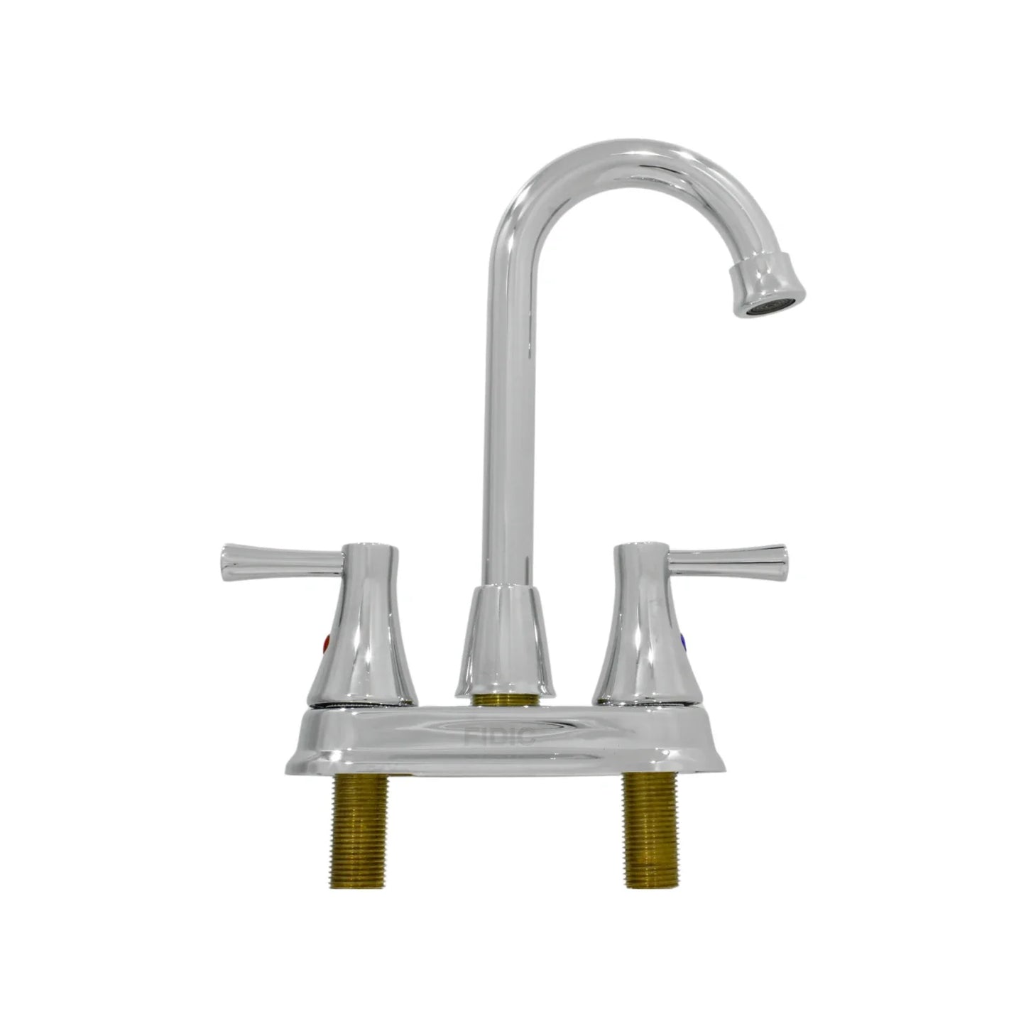 Cuerpo de bronce.,Cubierta metálica.,Acabado: Satín.,Cuello metálico.,Maneral de palanca.