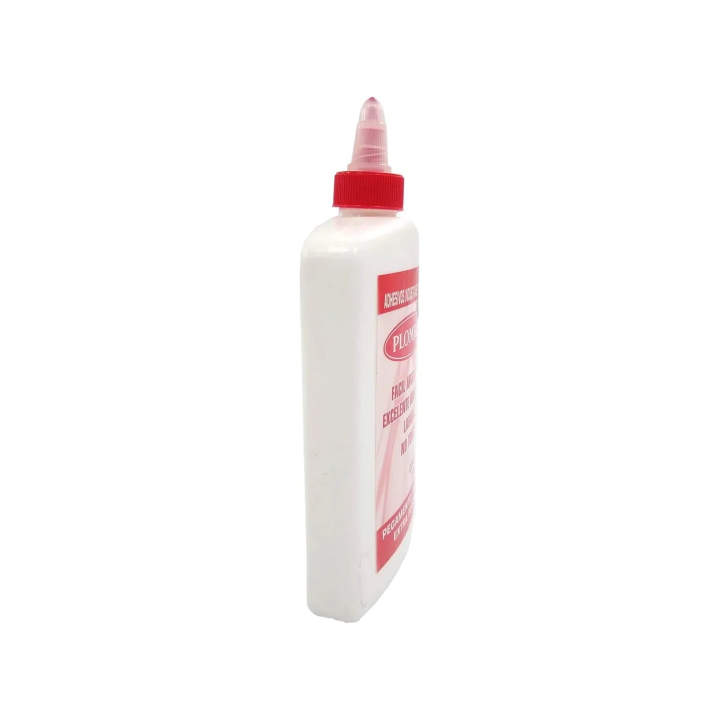 Pegamento blanco Plomber botella con tapa roja, adhesivo de acetato lavable para manualidades y escuela