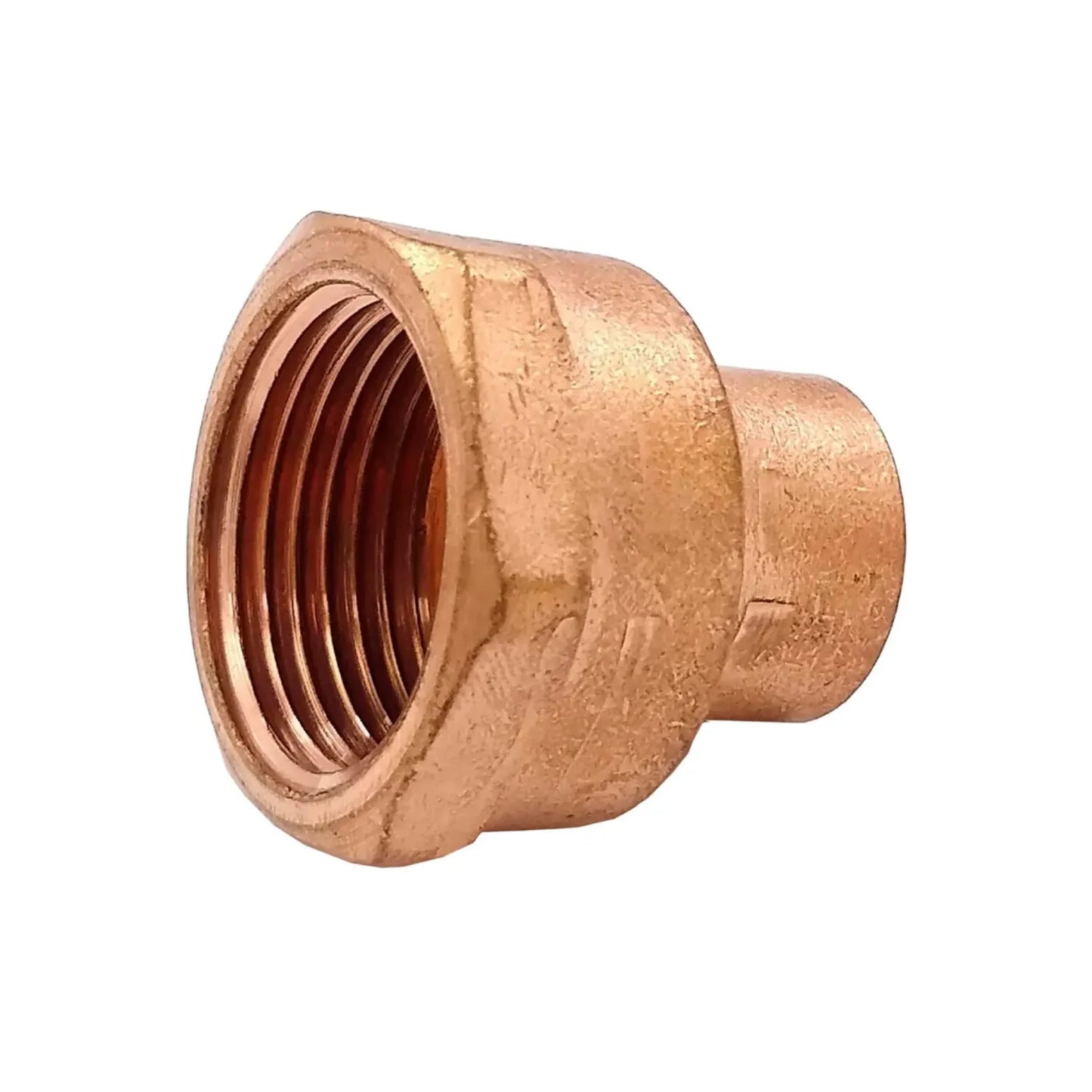 Adaptador de cobre terminal hembra con rosca interior para conexiones de tubería sanitaria o hidráulica