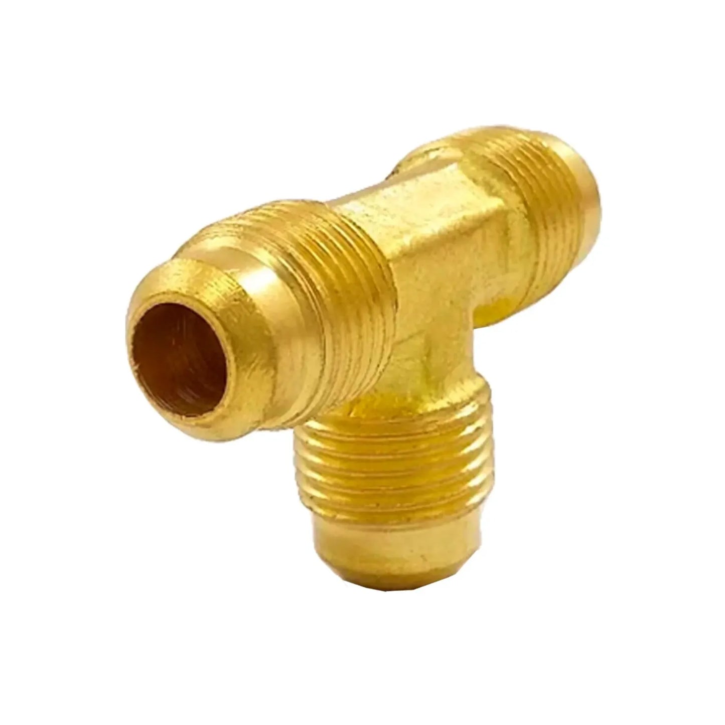 Conector Tee de latón con rosca macho tipo flare para conexiones hidráulicas y de gas de alta presión