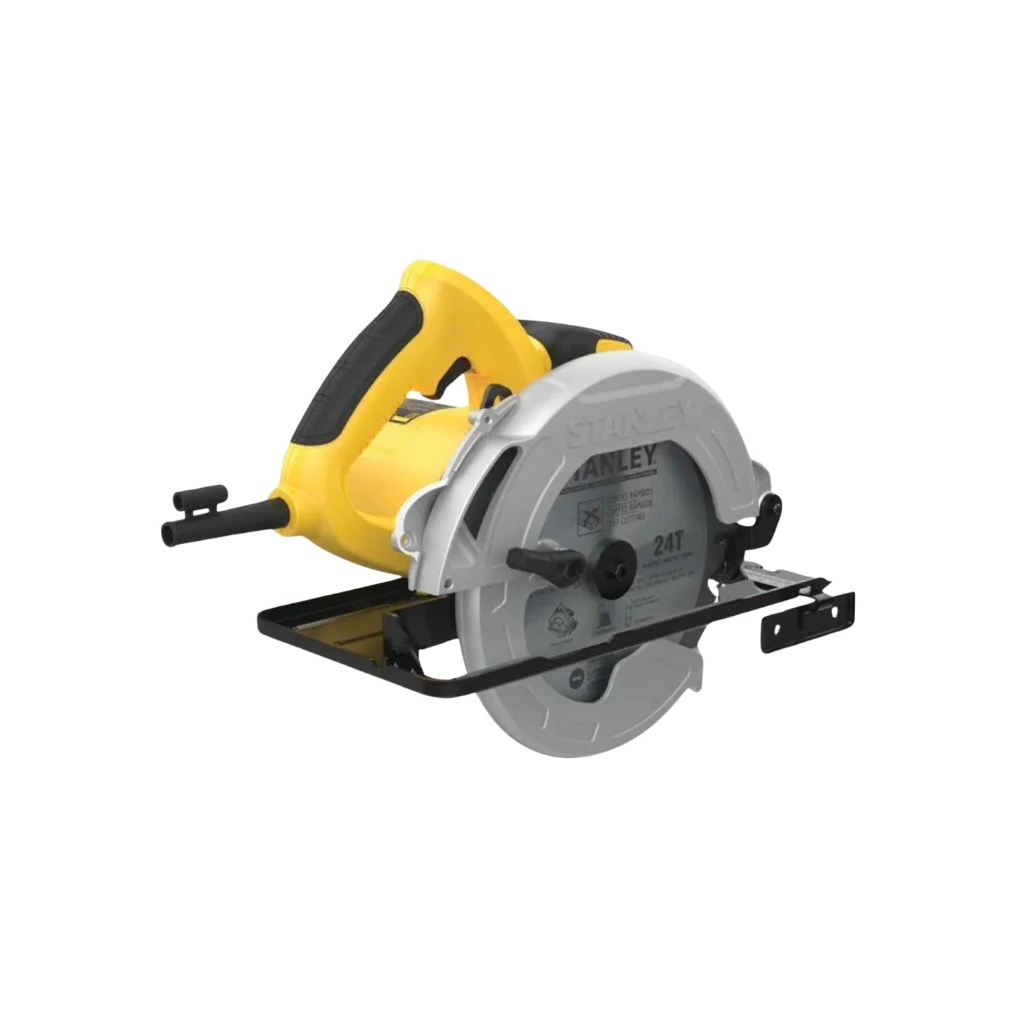 Sierra circular Stanley 1600W, hoja 7 1/4", amarilla y gris, para cortes precisos en madera y construcción.