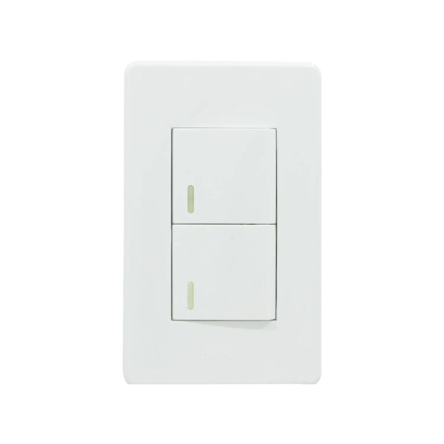 Fabricada de plástico ABS,Placa un apagador sencillo y un pagador escalera.,Indicador fluorescente.,250 V - 10 A – 60 Hz,NOM: NMX-J-005-ANCE-2015