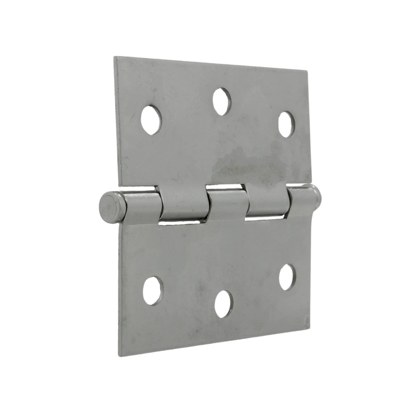 Bisagra de acero inoxidable plateada con hojas cuadradas y pasador fijo para puertas y gabinetes