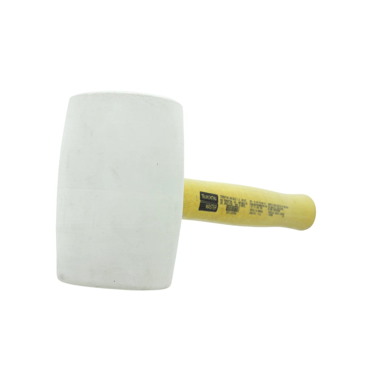 Mazo de goma blanco Tramontina 16 oz, mango de madera, ideal para trabajos de instalación.
