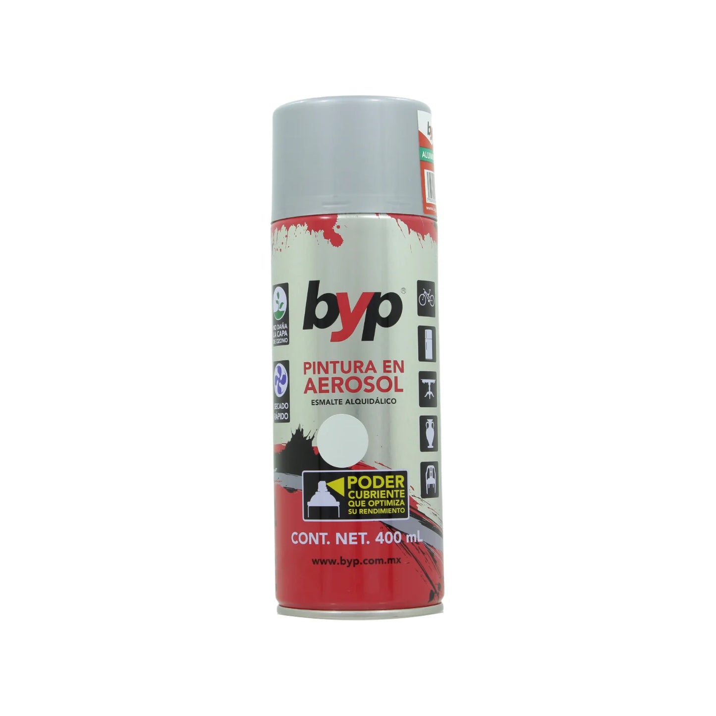 Lata de 400 ml - 400 g,Ideal para artículos decorativos, artesanías, ventanearía, vehículos, metales y plásticos.,Uso interior y exterior.,Protege de la corrosión a los artículos de jardinería.,Venta, solo en tienda física.